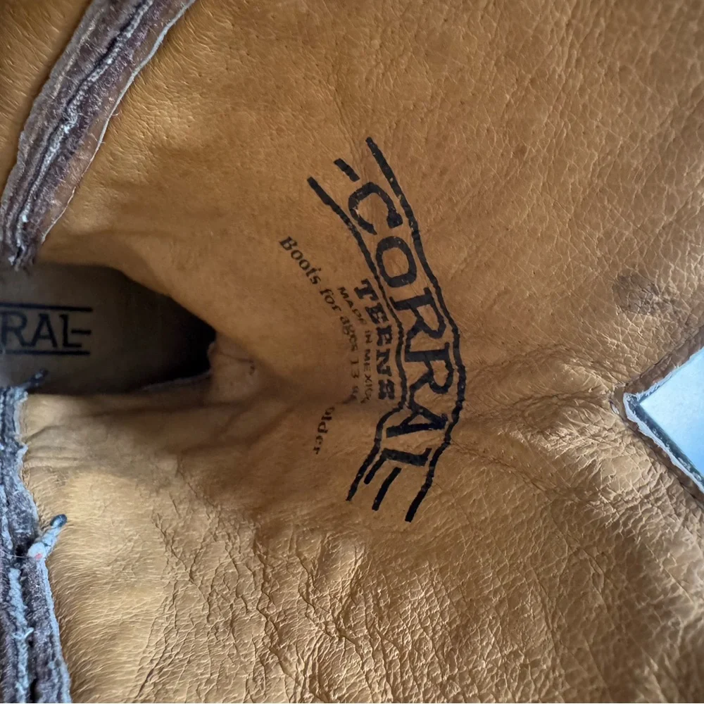 Kids Brown Embroidered Cowboy Boots